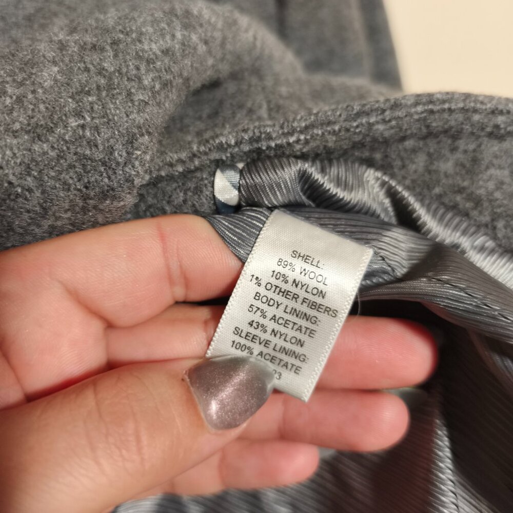 Banana Republic Double Breasted Pea Coat sz M Gray Italian Wool Classic Preppy - Picture 5 of 10